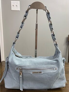 Madden NYC Grommet Shoulder Handbag in Denim